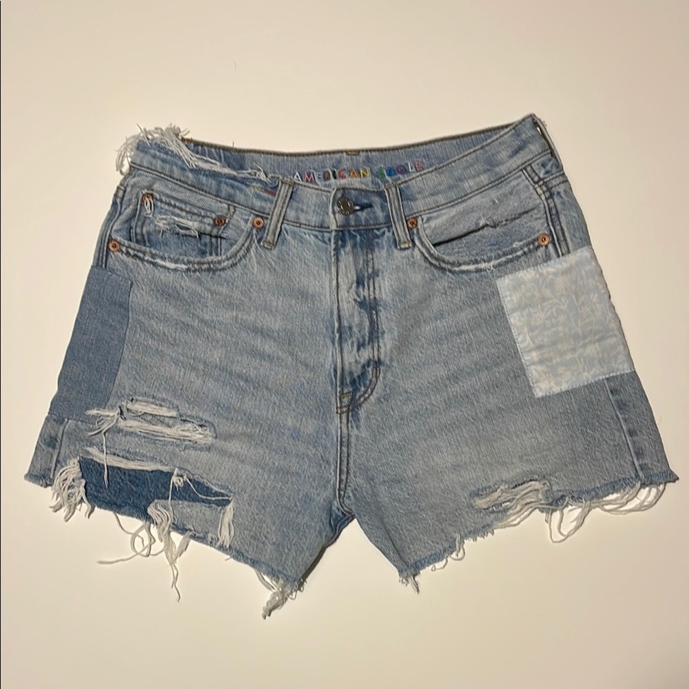 ☼ Distressed Patchwork Blue Denim Shorts ☼